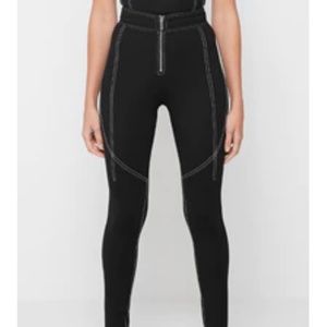 MANIERE DE VOIR CONTRAST STITCH LEGGINGS - BLACK